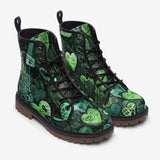 Leather Boots Green Hearts Graffiti Art