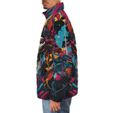Down-Padded Puffer Jacket Psychedelic Colorful Skull