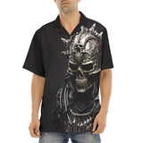 Hawaiian Shirt Fantasy Samurai Silver Skull