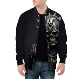 Bomber Jacket Fantasy Samurai Silver Skull