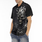Men's Polo Shirt Fantasy Samurai Silver Skull