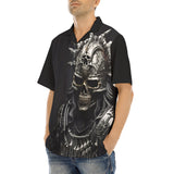Hawaiian Shirt Fantasy Samurai Silver Skull