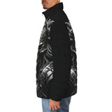 Down-Padded Puffer Jacket Fantasy Samurai Silver Skull
