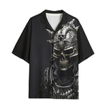Hawaiian Shirt Fantasy Samurai Silver Skull