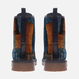 Leather Boots Blue and Brown Denim Patchwork