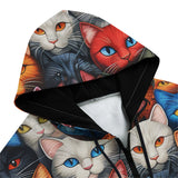 Men's Zip Up Hoodie Colorful Cats Collage