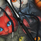 Men's Zip Up Hoodie Colorful Cats Collage