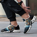 Air Cushion Sneakers Aztec Lion with Colorful Feathers
