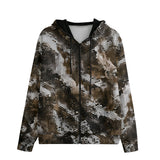 Men's Zip Up Hoodie Brown Snake Skin Print