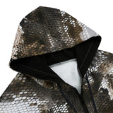 Men's Zip Up Hoodie Brown Snake Skin Print