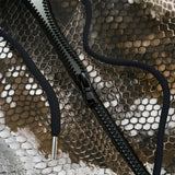 Men's Zip Up Hoodie Brown Snake Skin Print