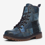 Leather Boots Blue Denim Patchwork