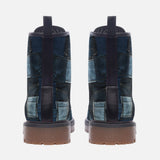 Leather Boots Blue Denim Patchwork