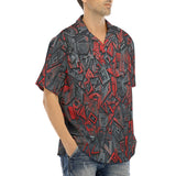 Hawaiian Shirt Red and Black Geometric Abstraction