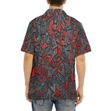 Hawaiian Shirt Red and Black Geometric Abstraction