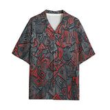 Hawaiian Shirt Red and Black Geometric Abstraction