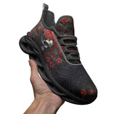 Sports Mesh Sneakers Skull with Roses Artwork