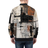 Bomber Jacket Modern Art Abstraction Brown and White