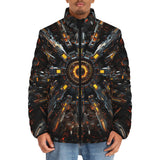 Down-Padded Puffer Jacket Futuristic Shapes Fractal Abstraction