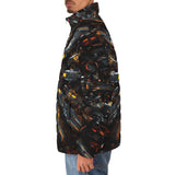 Down-Padded Puffer Jacket Futuristic Shapes Fractal Abstraction