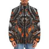 Down-Padded Puffer Jacket Mechanical Steampunk Pattern
