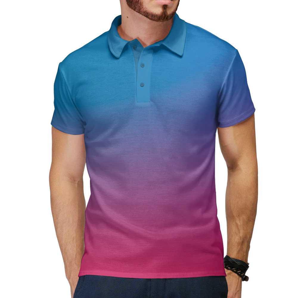 Full Printed Men’s Polo, “Pink Blue” – Сlothing Store 