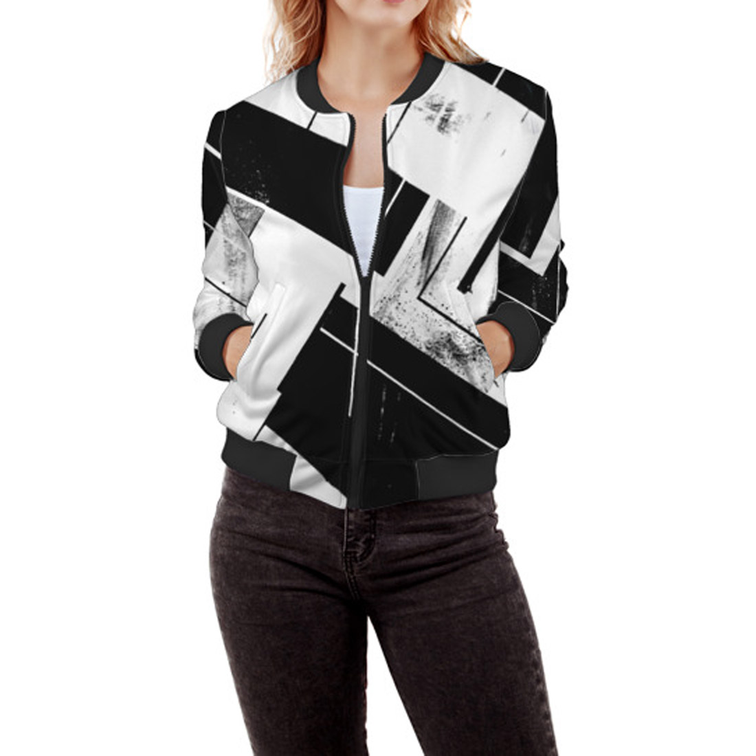 black and white striped jacket women's