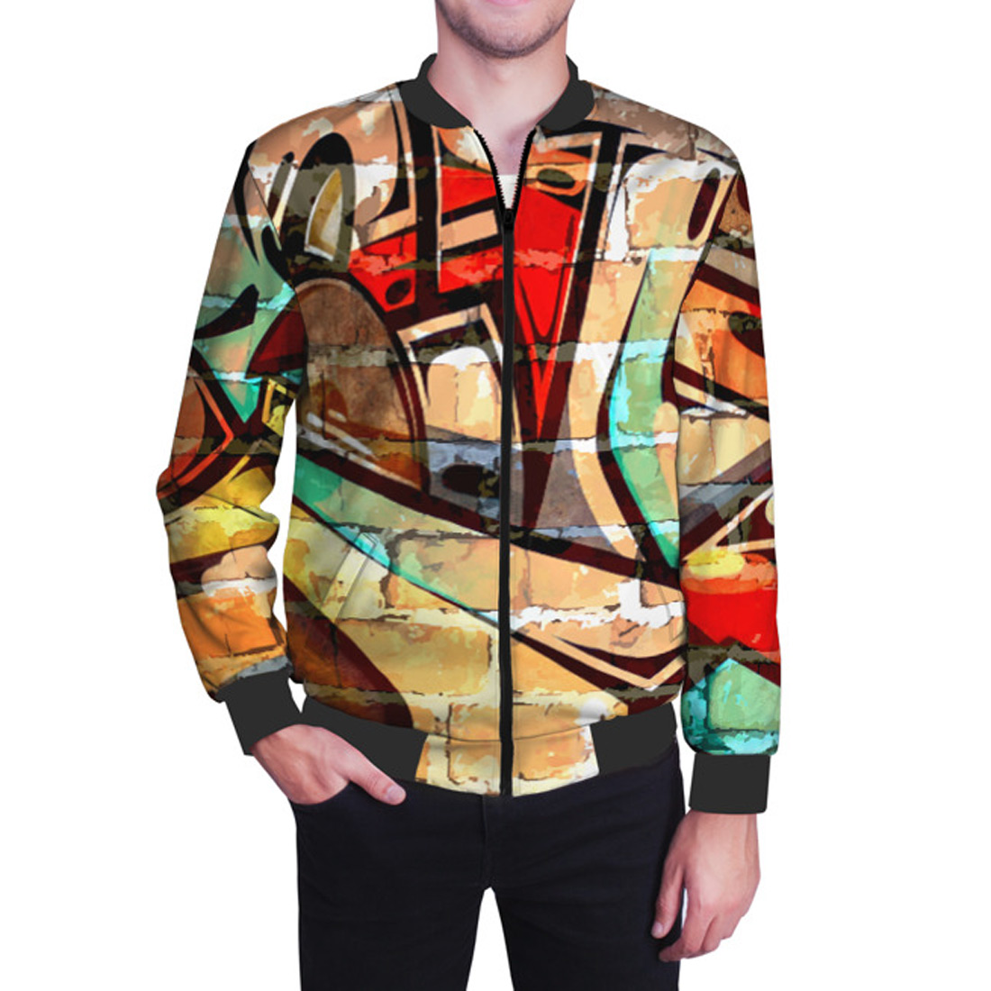 Street Graffiti Bomber Jacket For Men Quantum Boutique