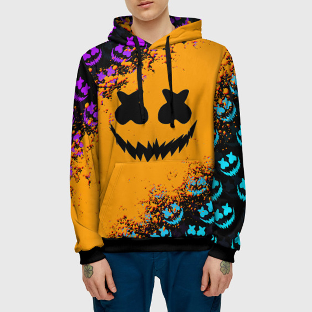 marshmello orange and black hoodie