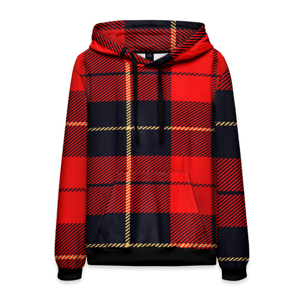 red and black checkered hoodie mens