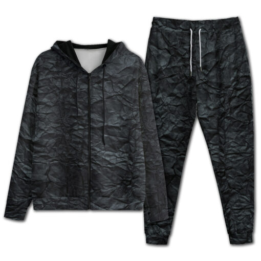 Black Crumpled Paper Tracksuit