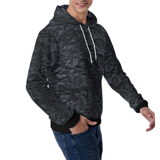 Black Crumpled Paper Men's Hoodie - Image 3