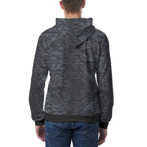 Black Crumpled Paper Men's Hoodie - Image 4