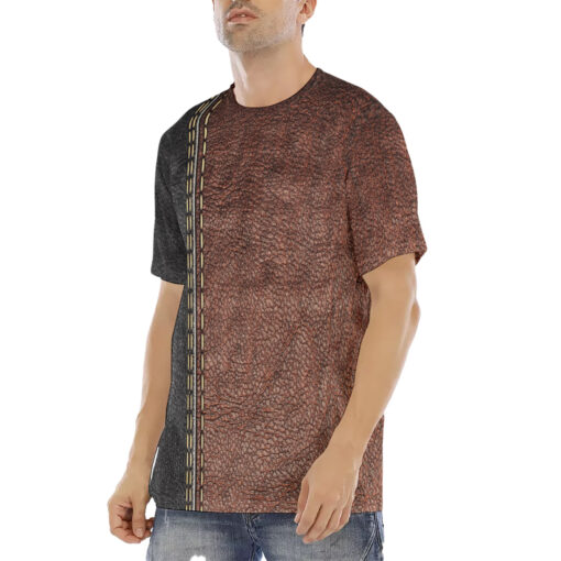 Stripes Leather Texture Men's T-Shirt - Image 2