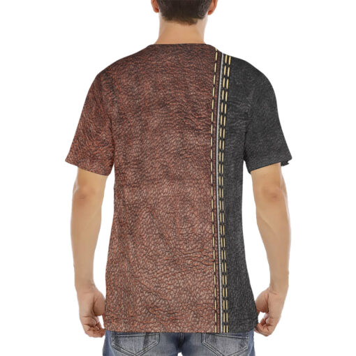 Stripes Leather Texture Men's T-Shirt - Image 4