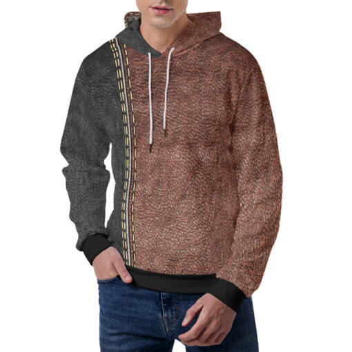 Stripes Leather Texture Men's Hoodie