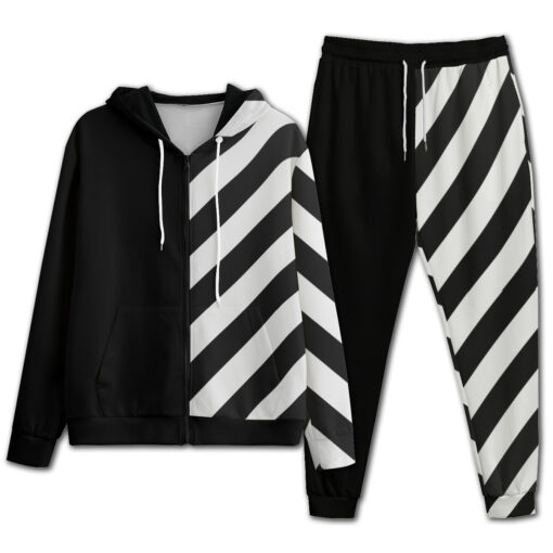 Black n White Stripe Tracksuit