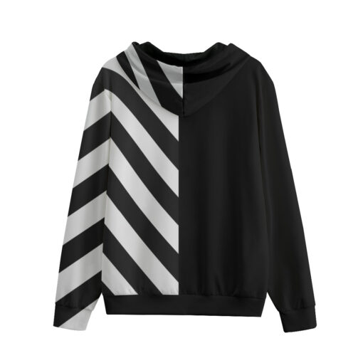 Black n White Stripes Men's Zip Up Hoodie - Image 2