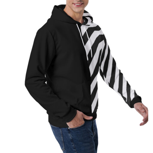 Black n White Stripes Men's Hoodie - Image 3