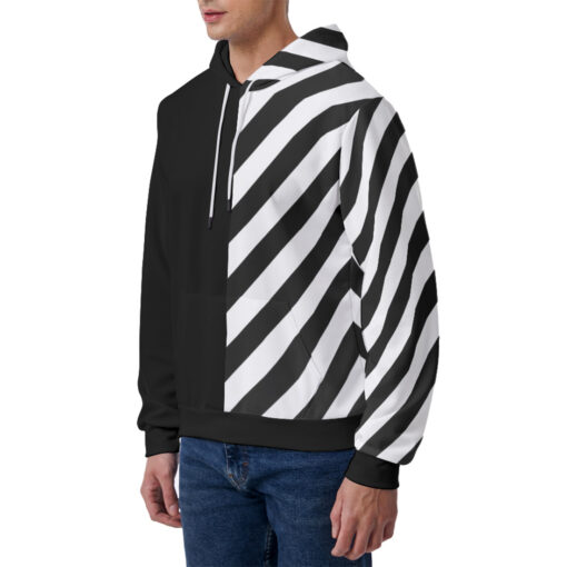 Black n White Stripes Men's Hoodie - Image 2