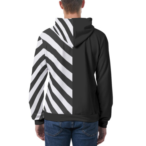 Black n White Stripes Men's Hoodie - Image 4