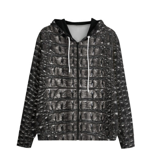 Alligator Pattern Men's Zip Up Hoodie