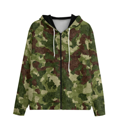 Green Camouflage Men's Zip Up Hoodie