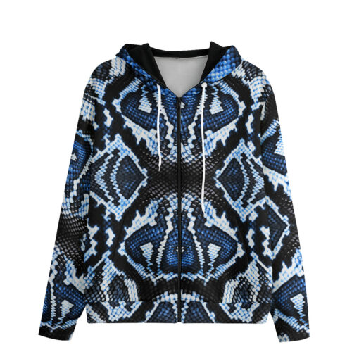 Blue Snake Men's Zip Up Hoodie