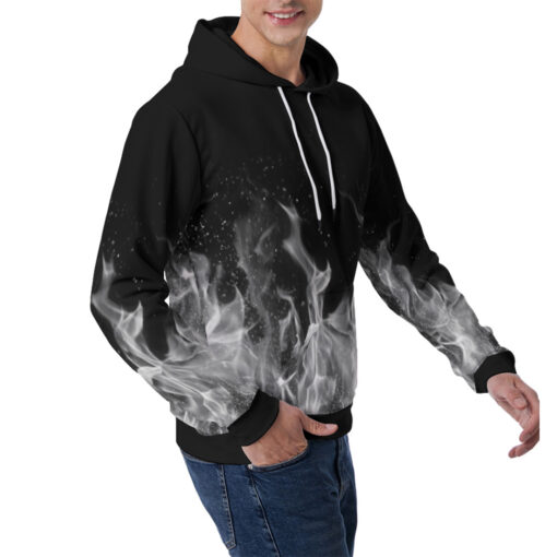 White Fire Print Men's Hoodie - Image 3