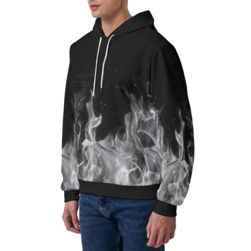 White Fire Print Men's Hoodie - Image 2