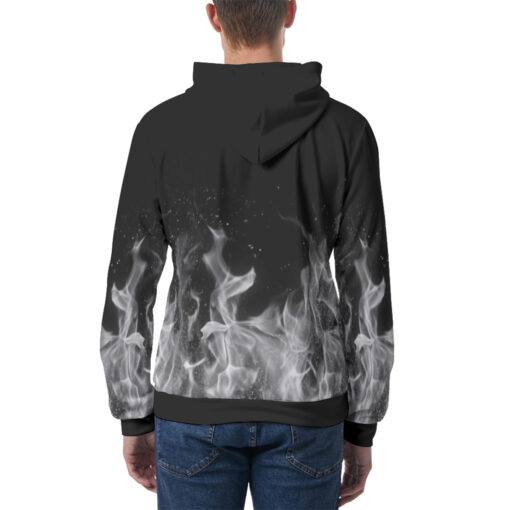 White Fire Print Men's Hoodie - Image 4