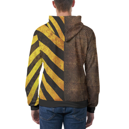 Rusty Mesh Yellow Stripes Men's Hoodie - Image 4