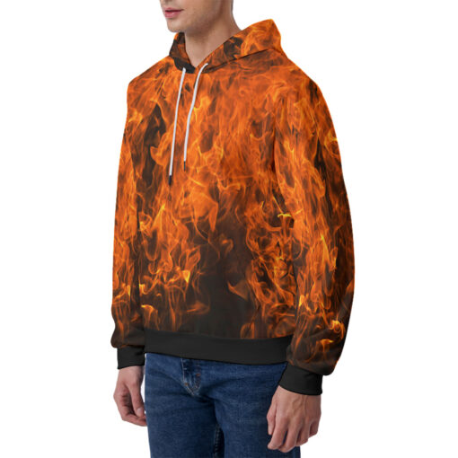 Fire Print Men's Hoodie - Image 2