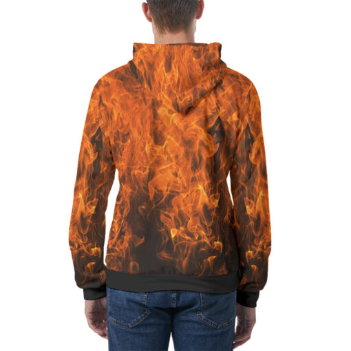 Fire Print Men's Hoodie - Image 4